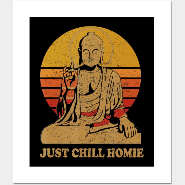 Buddha Just Chill Homie Vintage Sunset Wall Art by JaydeMargulies